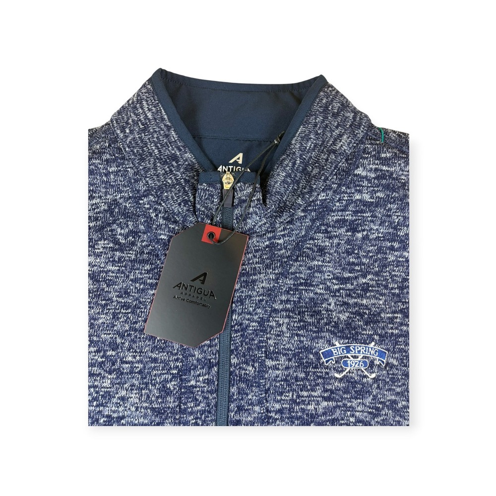 Antigua Mens Fortune Full Zip Vest Navy Heather Big Spring Golf Logo XL